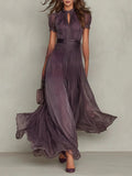 Elegant Lace Collar Chiffon Dress