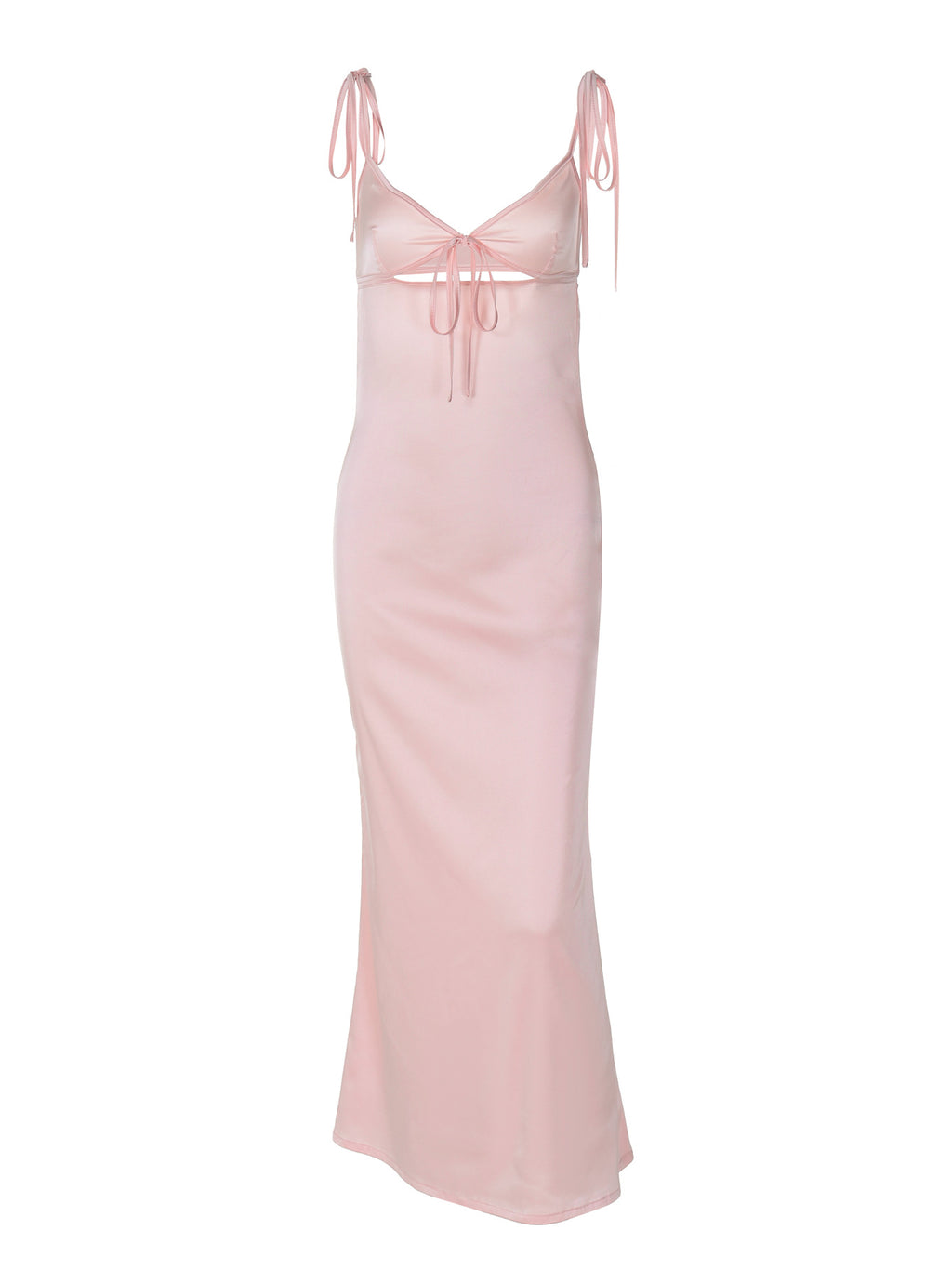 Satin V-Neck Long Dress