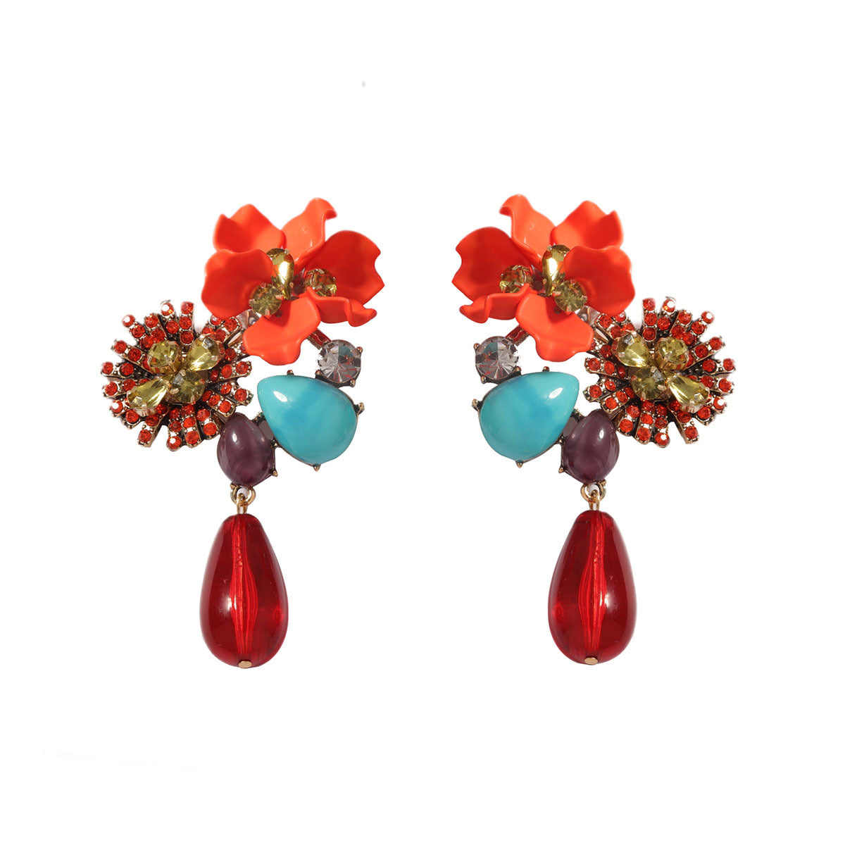 Retro Floral Drop Earrings