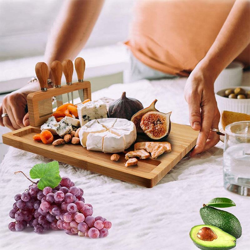 Bamboo Cheese Board with Knives