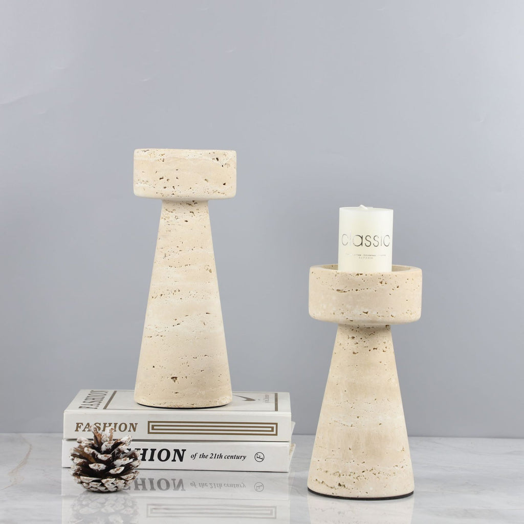 Modern Natural Travertine Candle Holder