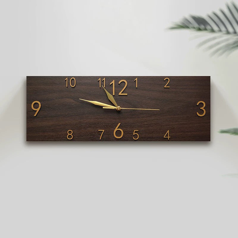 Retro Rectangular Wall Clock with Solid Wood Frame