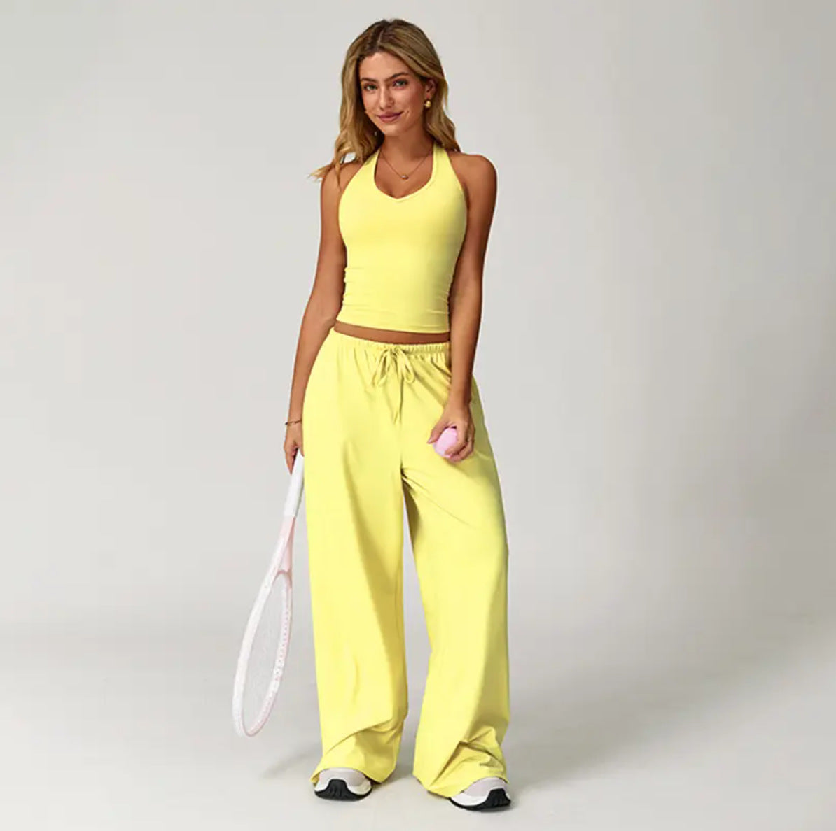 V-Neck Camisole Top Wide Leg Pants Set