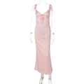 Satin V-Neck Long Dress