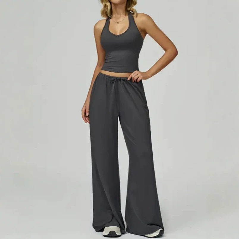 V-Neck Camisole Top Wide Leg Pants Set