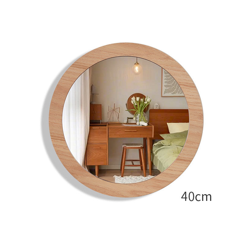 Solid Wood Round Wall Mounted Mirror