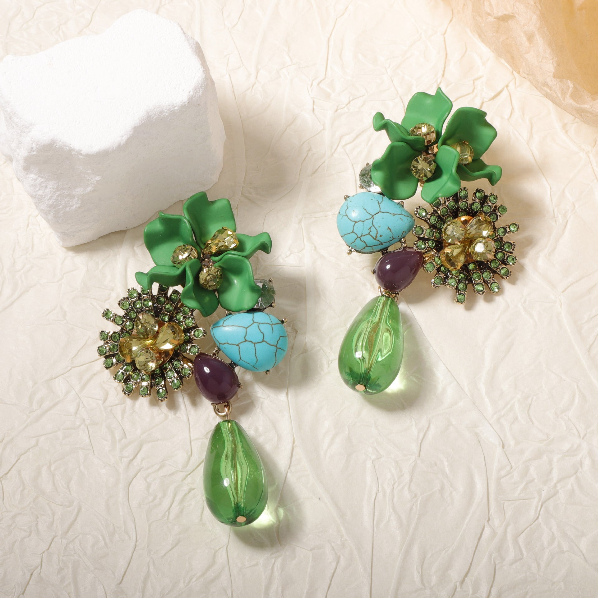 Retro Floral Drop Earrings