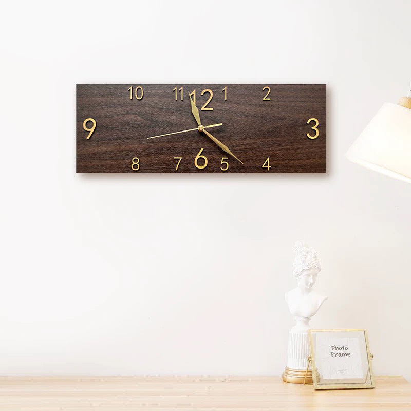 Retro Rectangular Wall Clock with Solid Wood Frame