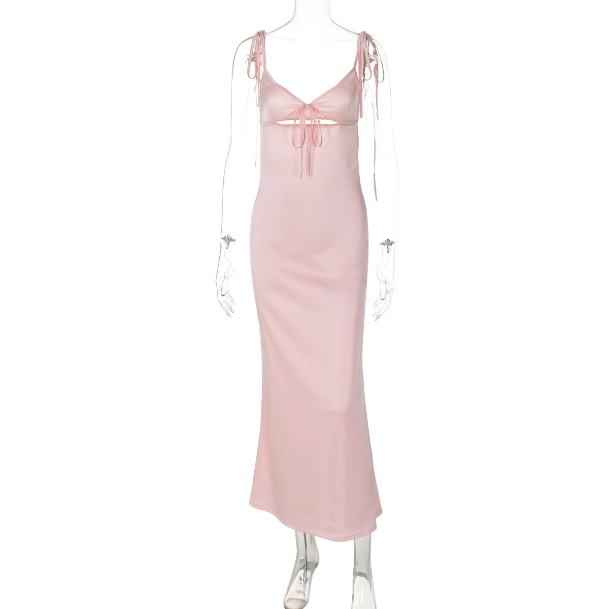 Satin V-Neck Long Dress