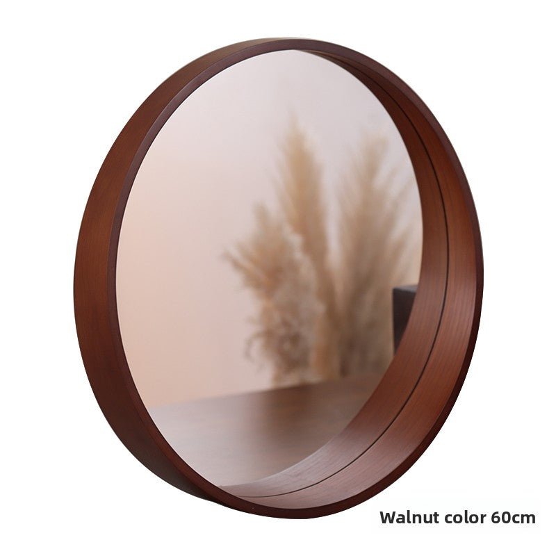 Solid Wood Round Wall Mounted Mirror
