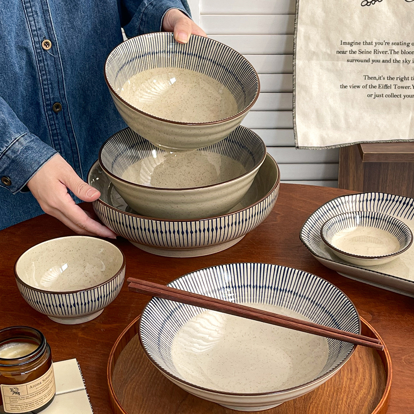 Japanese Ceramic Bowl and Plate Set
