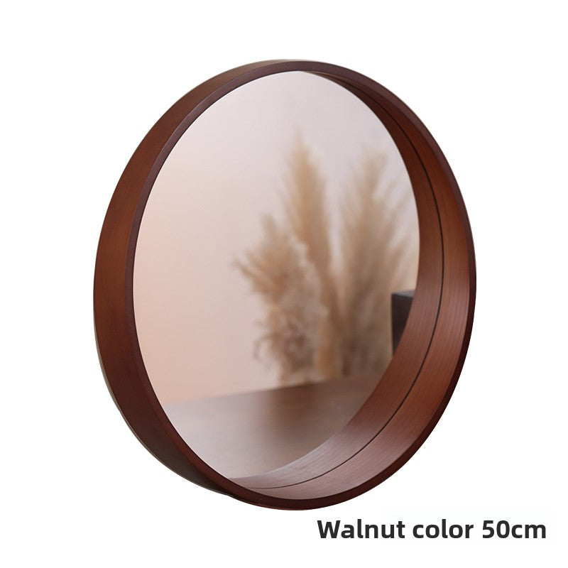 Solid Wood Round Wall Mounted Mirror