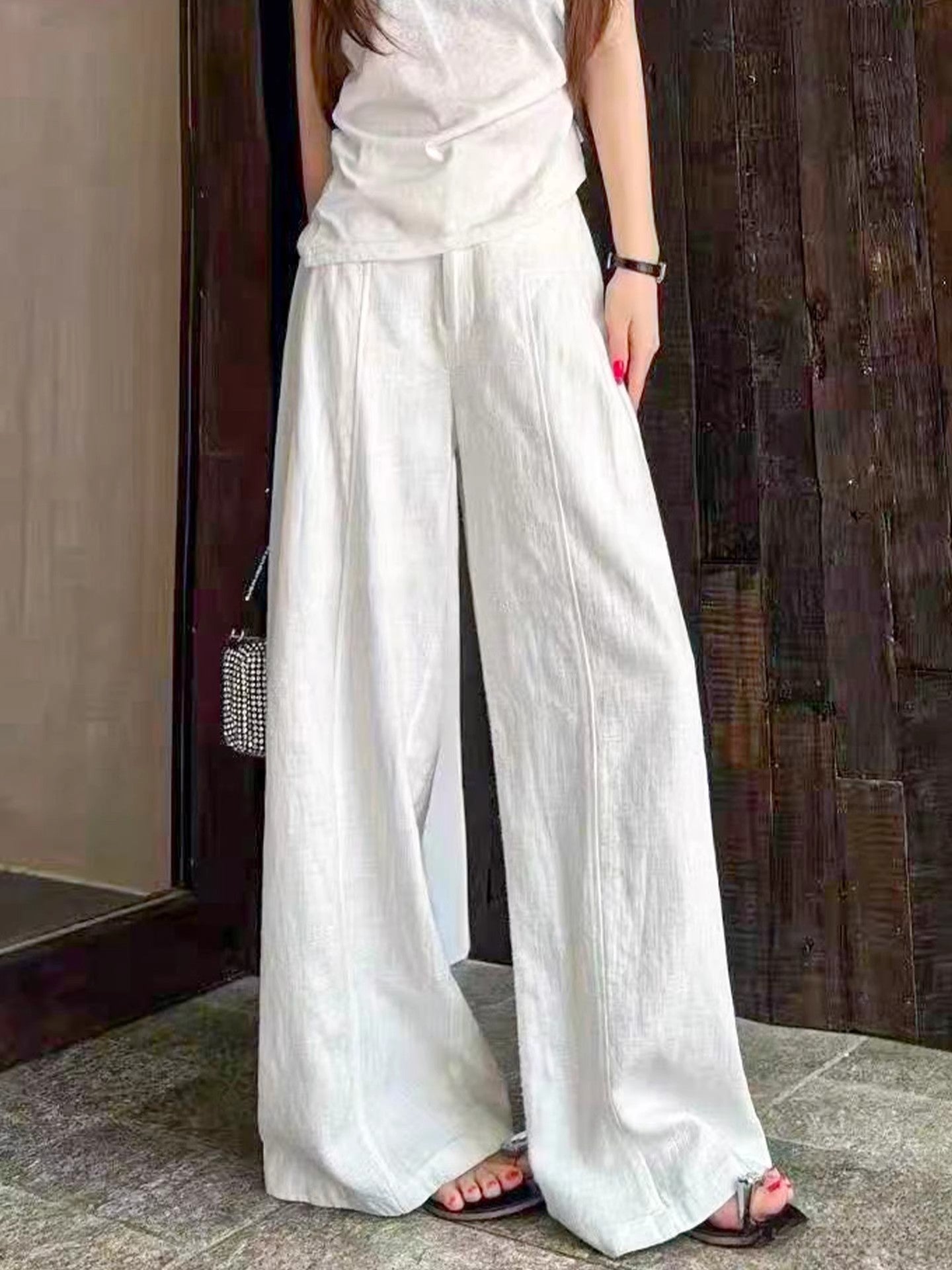 Cotton Linen Wide Leg Pants