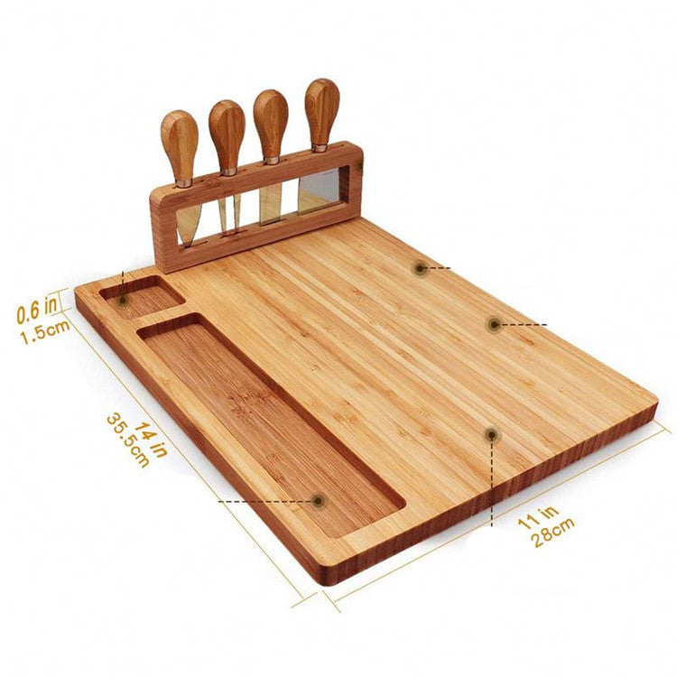 Bamboo Cheese Board with Knives