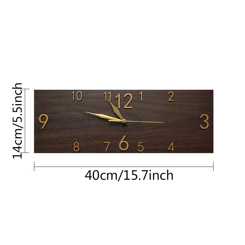 Retro Rectangular Wall Clock with Solid Wood Frame