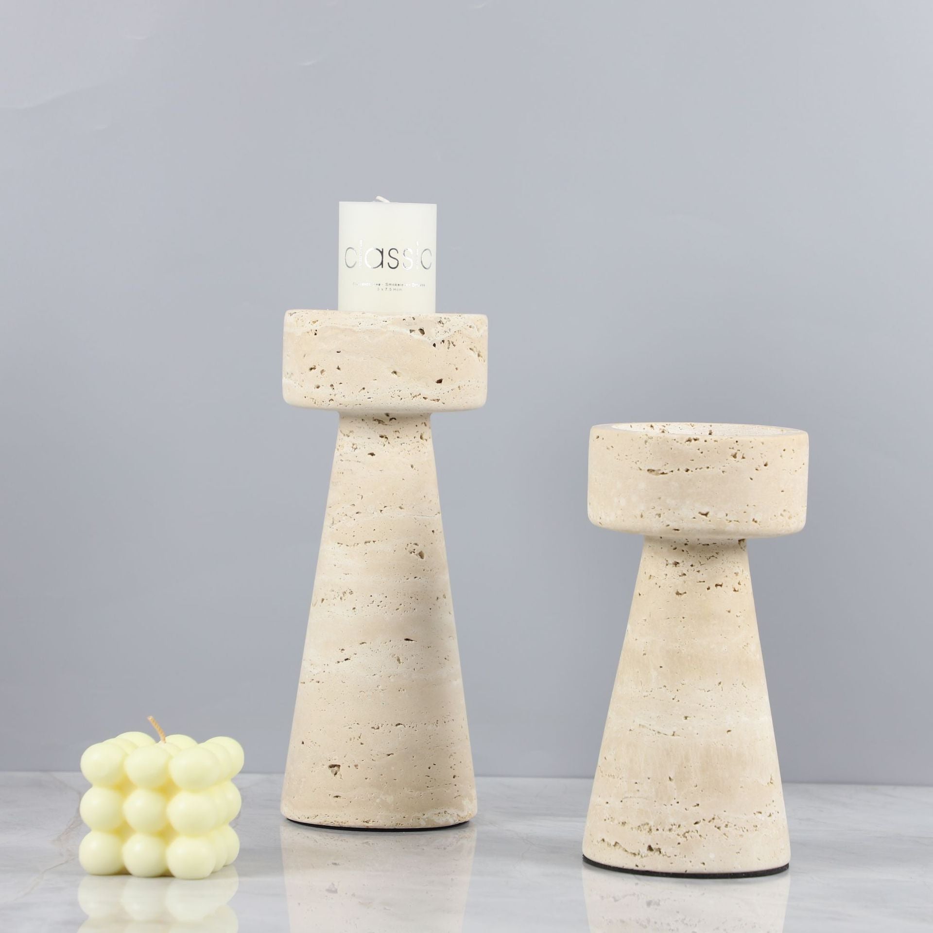 Modern Natural Travertine Candle Holder