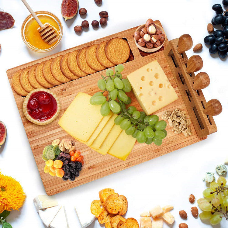 Bamboo Cheese Board with Knives