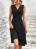 V-Neck Sleeveless Dress