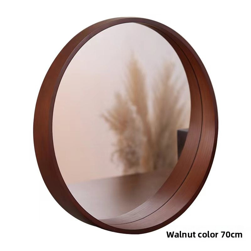 Solid Wood Round Wall Mounted Mirror