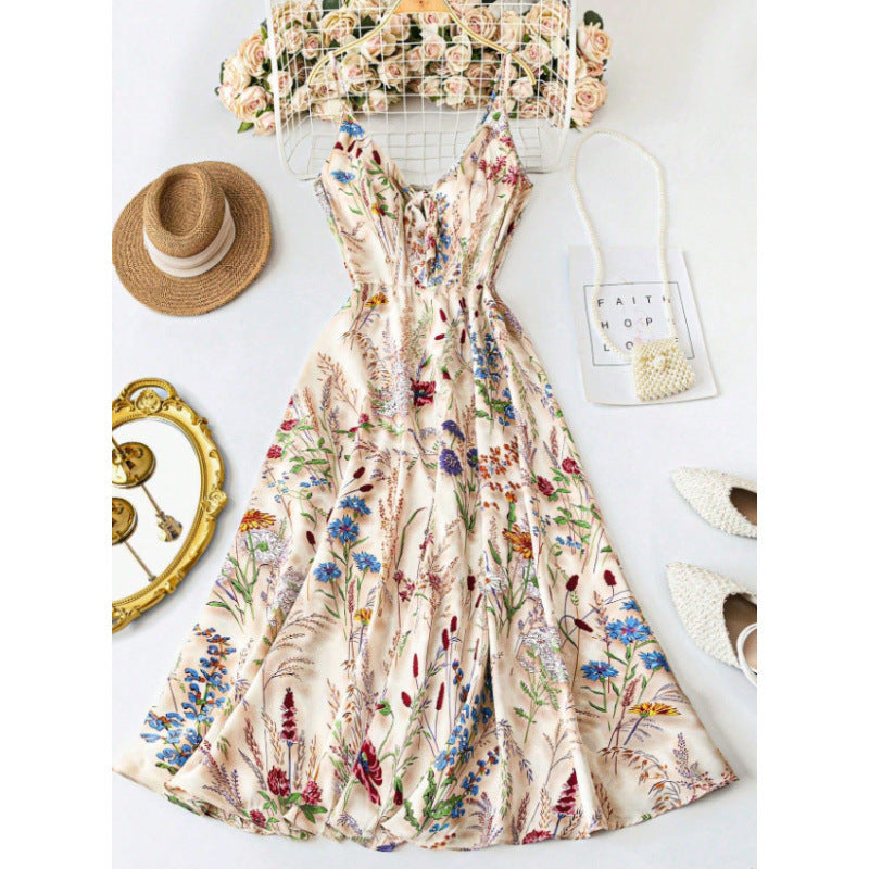 Floral Print V-Neck Summer Dress