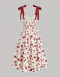 Floral Print Lace-up Shoulder Dress