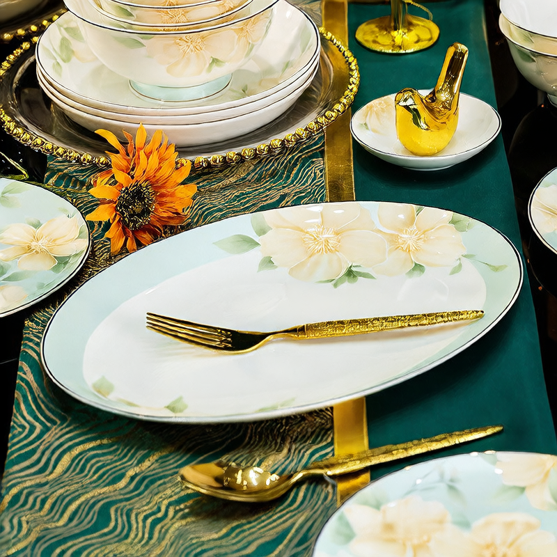 Bone China Dinnerware Set Floral Design