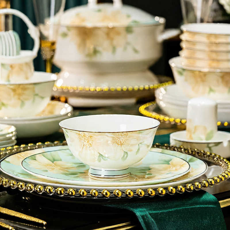 Bone China Dinnerware Set Floral Design