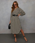 Womens V-Neck Striped Belt Dress