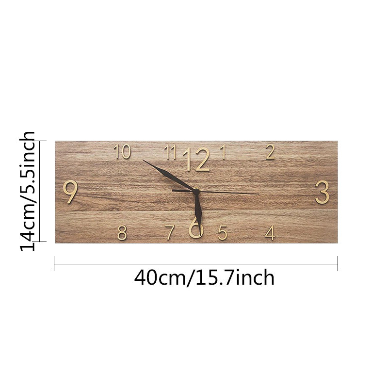 Retro Rectangular Wall Clock with Solid Wood Frame
