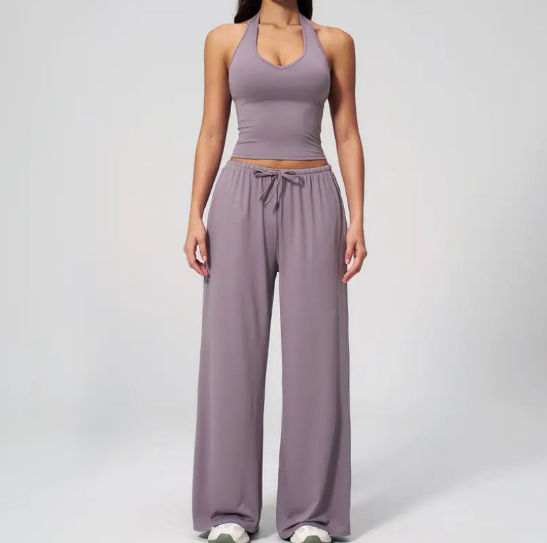V-Neck Camisole Top Wide Leg Pants Set