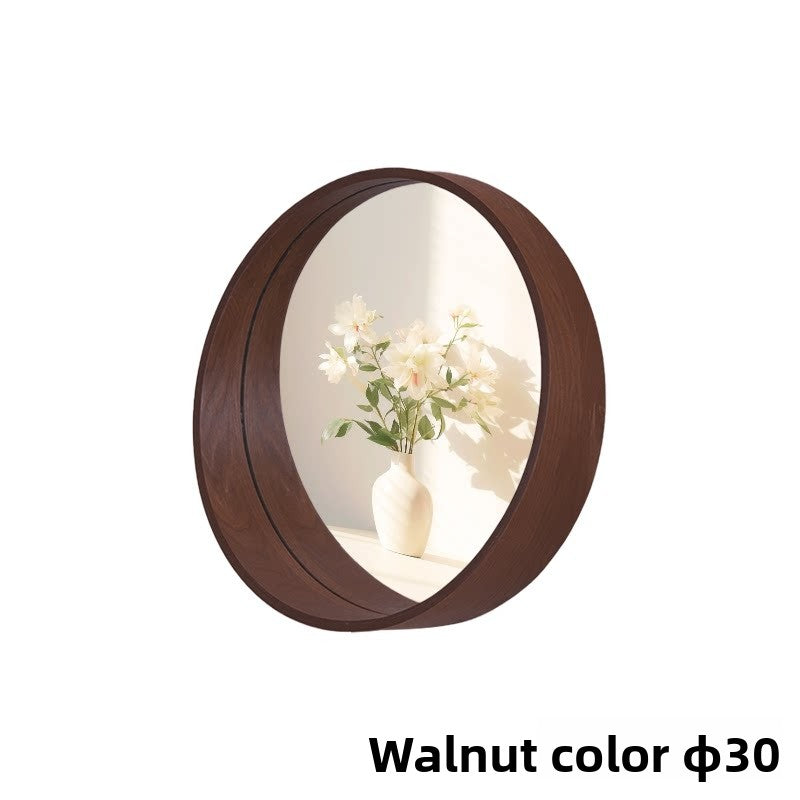 Solid Wood Round Wall Mounted Mirror