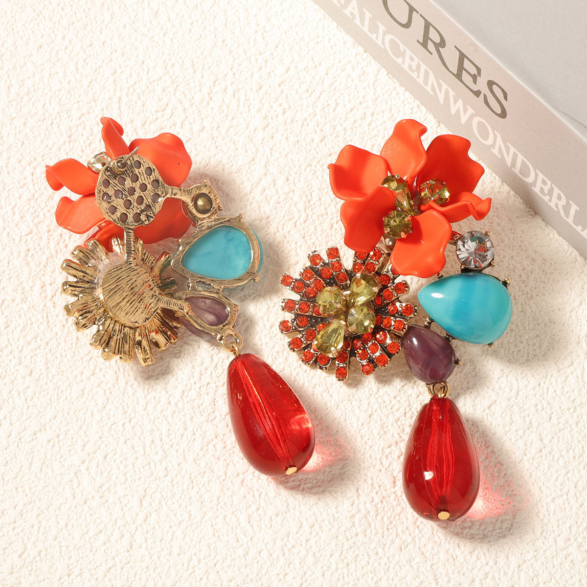 Retro Floral Drop Earrings