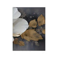 Carved Floating Golden Leaves Flowers Canvas Painting