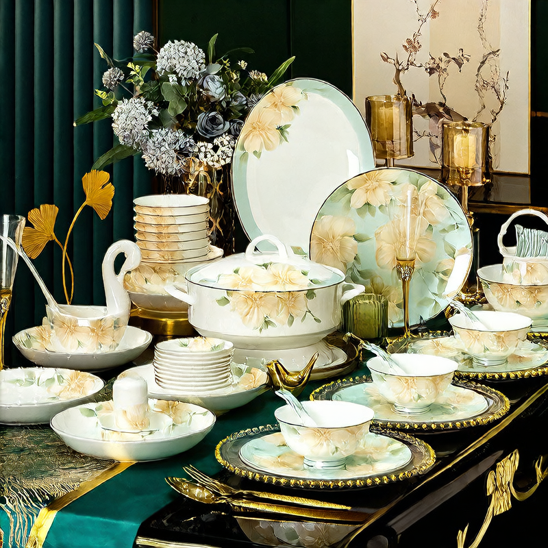 Bone China Dinnerware Set Floral Design